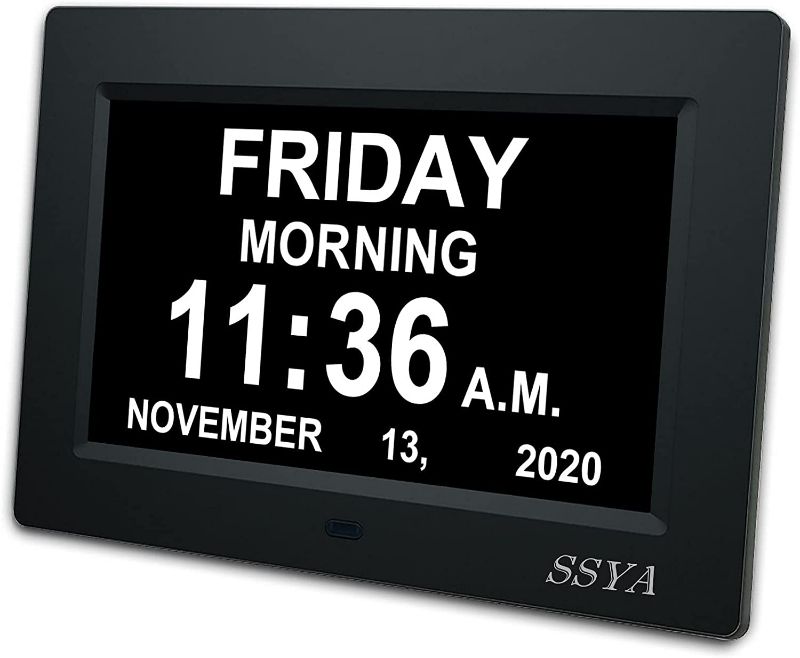 Photo 1 of [Newest Version] 7 Inch Day Clock - 12 Alarm Options, Level 5 Auto Dimmable Display Black