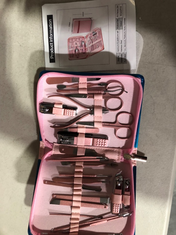 Photo 2 of 26 in 1 Manicure Set - Professional Manicure/Pedicure Kit, Stainless Steel pink 