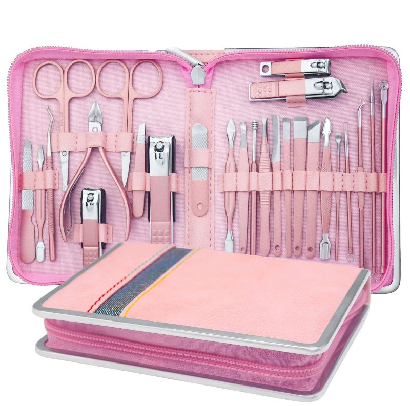 Photo 1 of 26 in 1 Manicure Set - Professional Manicure/Pedicure Kit, Stainless Steel pink 