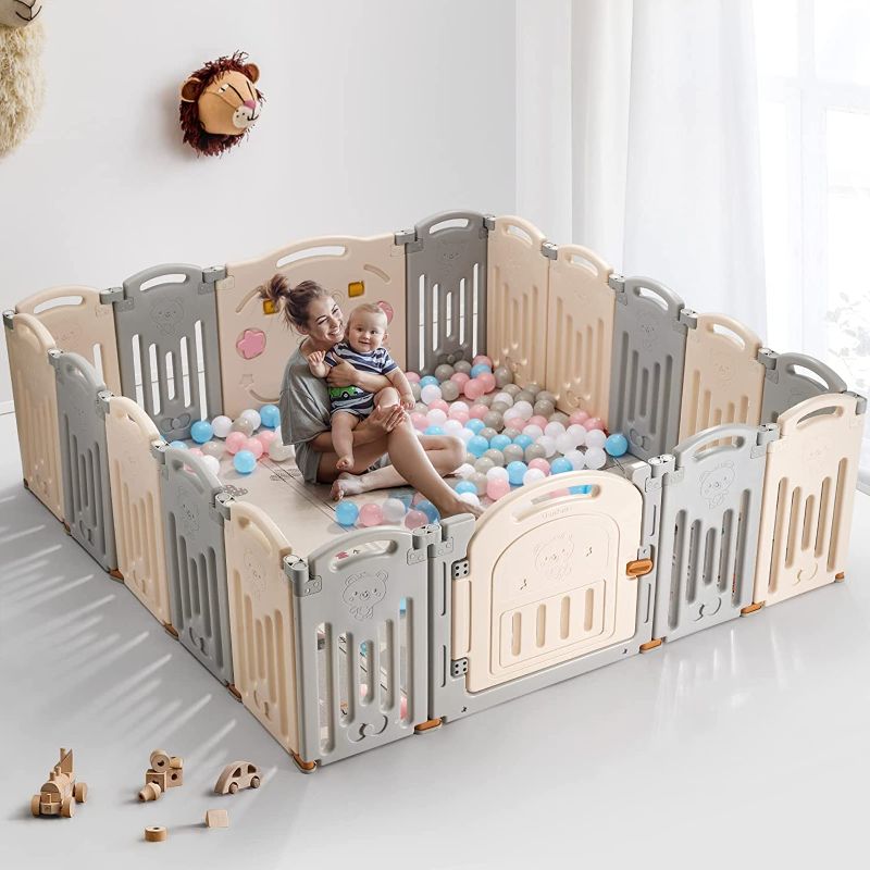 Photo 4 of Baby Playpen, UANLAUO Foldable Toddler Play Yards, Centre Safety Baby Fence 