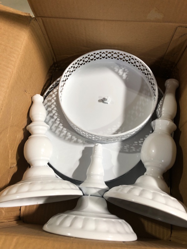 Photo 1 of  Set of 3 Cake Stands, White Round Metal Cupcake Display Stand 