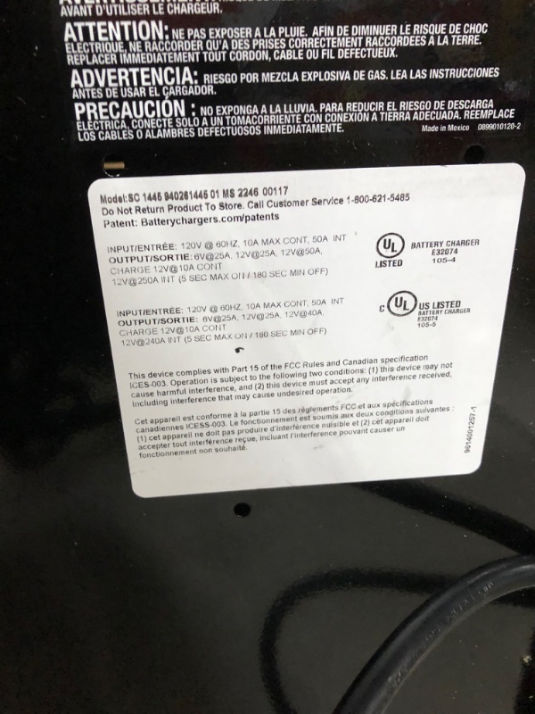 Photo 2 of *SEE NOTES* Schumacher SC1445 250/50/25/10 Amp Manual Wheel Charger with Engine Start