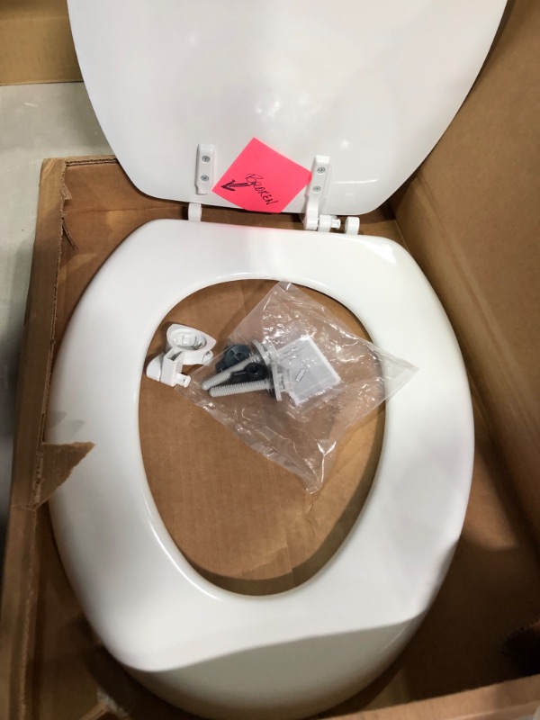 Photo 2 of ***SEE NOTES***  Mayfair Molded Wood Toilet Seat with Easy-Clean & Change Hinges, Elongated, White,