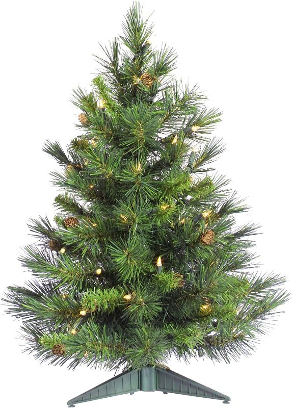 Photo 1 of 2' Cheyenne Pine Artificial Christmas Tree, Clear Dura-Lit® Mini Lights - Faux Christmas Tree - Seasonal Indoor Home Decor
