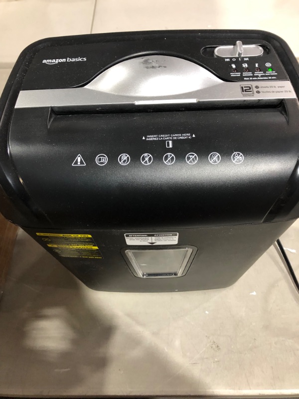 Photo 2 of Amazon Basics 12-Sheet Cross-Cut Paper and Credit Card Home Office Shredder 12 Sheet Shredder