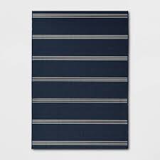 Photo 1 of 7' X 10' Stripe Outdoor Rug Navy