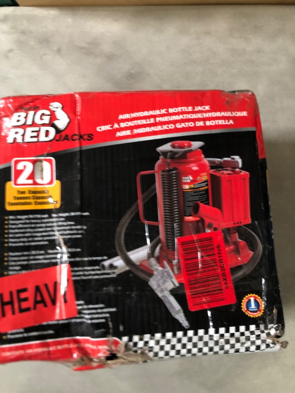 Photo 3 of BIG RED TA92006 Torin Pneumatic Air Hydraulic Bottle Jack with Manual Hand Pump, Capacity, Capacity 20 Ton (40,000 LBs).