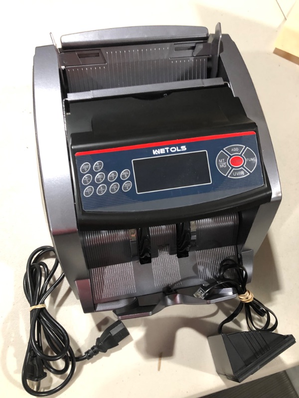 Photo 2 of WETOLS Money Counter Machine with 3 Screens, UV/IR/DD/MG/MT Counterfeit Detection, USD/EUR, Portable Bill Counter with Add/Batch/Auto/Count/Reset Modes, 1,000 Bills/Min (NOT Count Value of Bills)