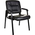 Photo 1 of Amazon Basics Classic Faux Leather Office Desk Guest Chair with Metal Frame - Black Contemporary