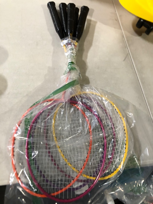 Photo 2 of Champion Sports Tempered Steel Badminton Rackets with Steel Coated Strings Set of 5