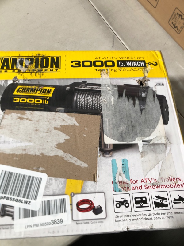 Photo 1 of Champion 3000-lb. ATV/UTV Winch Kit, BLACK,RED 3000 lb + ATV/UTV + Roller