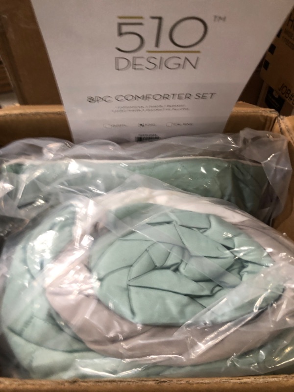 Photo 2 of 510 DESIGN Cozy Comforter Set - Seafoam/Grey 8 Piece King 