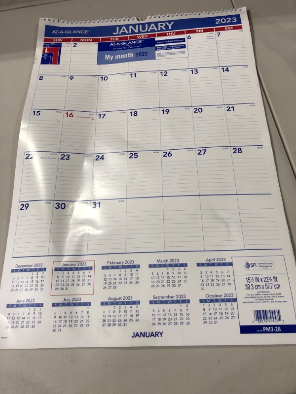 Photo 2 of AT-A-GLANCE 2023 Wall Calendar, 15-1/2" x 22-3/4", Large, Spiral Bound, Monthly (PM328) Large 2023 New Edition Calendar