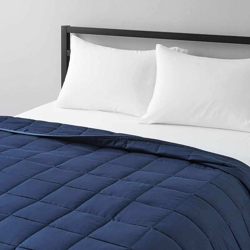 Photo 1 of Amazon Basics All-Season Cotton Weighted Blanket - 20-Pound, 60" x 80" (Full/Queen), Navy Blue
