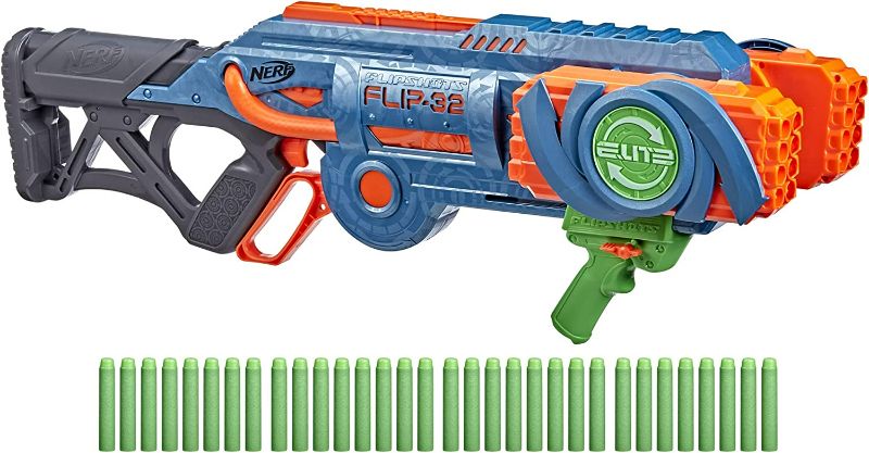 Photo 1 of ***SEE NOTES*** NERF Elite 2.0 Flipshots Flip-32 Blaster, Rotating Dart Barrels, 32-Dart Capacity, 32 Elite Darts
