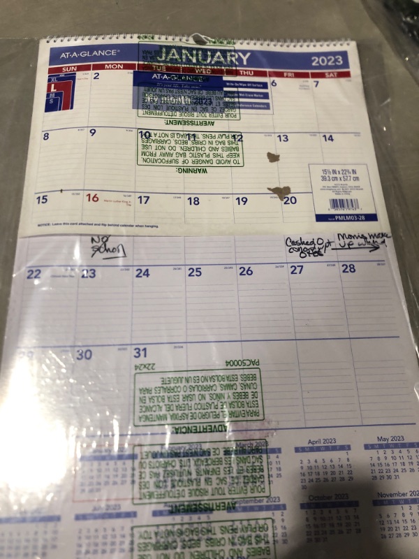 Photo 2 of AT-A-GLANCE 2023 Erasable Calendar, Dry Erase Wall Planner, 15-1/2" x 22-3/4", Medium (PMLM0328) Medium 2023 New Edition