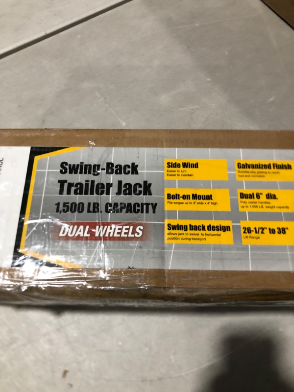 Photo 2 of  Trailer Jack with Dual Wheels - 26-1/2" to 38" Lift Swing Back - 1500 lb
