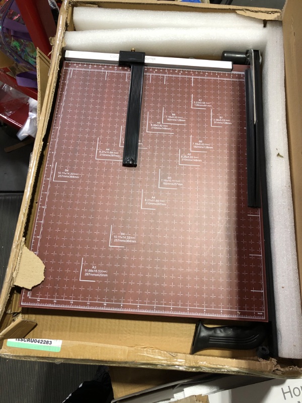 Photo 1 of USED: Heavy Duty Guillotine Paper Cutter, A3 Large Paper Trimmer Blade Gridded Photo Guillotine Craft Machine, 18 inch Cut Length, 18.9" x 15.0" (Use for A2-A7) A3 Red