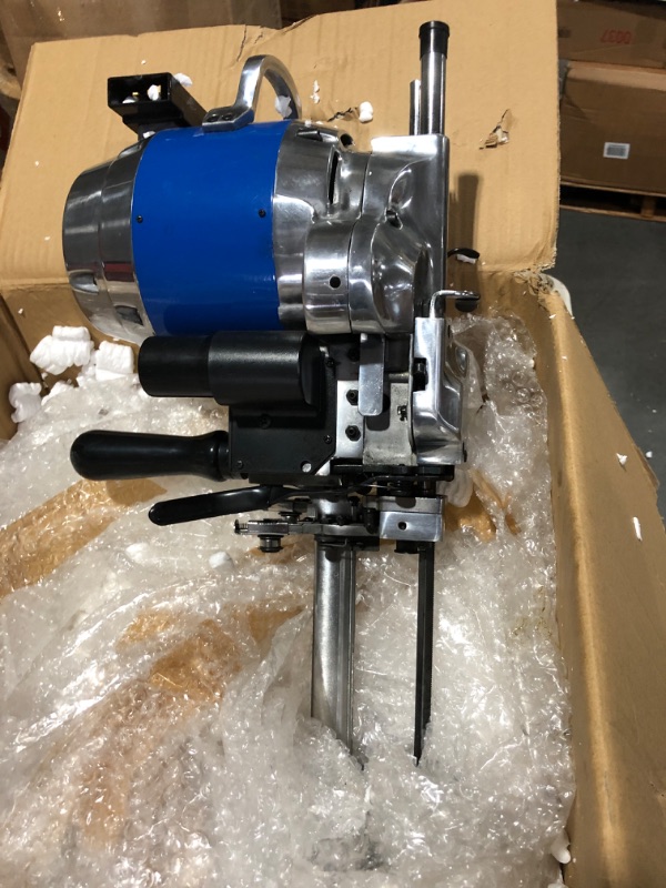 Photo 1 of  Industrial Fabric Cloth Cutter Cloth Cutting Machine, High Speed 8 Inch Straight Blade Knife Fabric Cutter Machine 750W Cloth Cutter Machine Sharpen Multi Layer Leather Wool