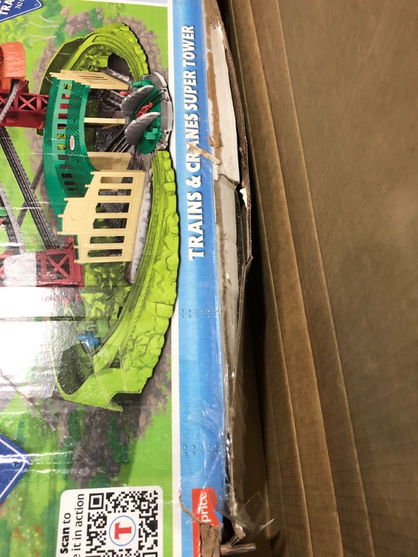 Photo 3 of Fisher-Price Thomas and Friends Multi-Level Train Set with Thomas and Percy Trains plus Harold and 3 Cranes, Super Tower?