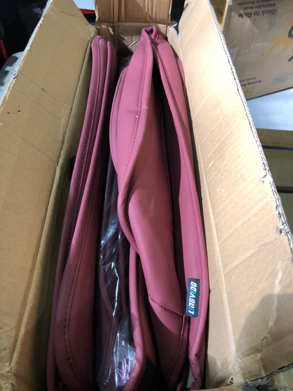 Photo 1 of LINGVIDO Burgundy Faux Leather Car Seat Covers