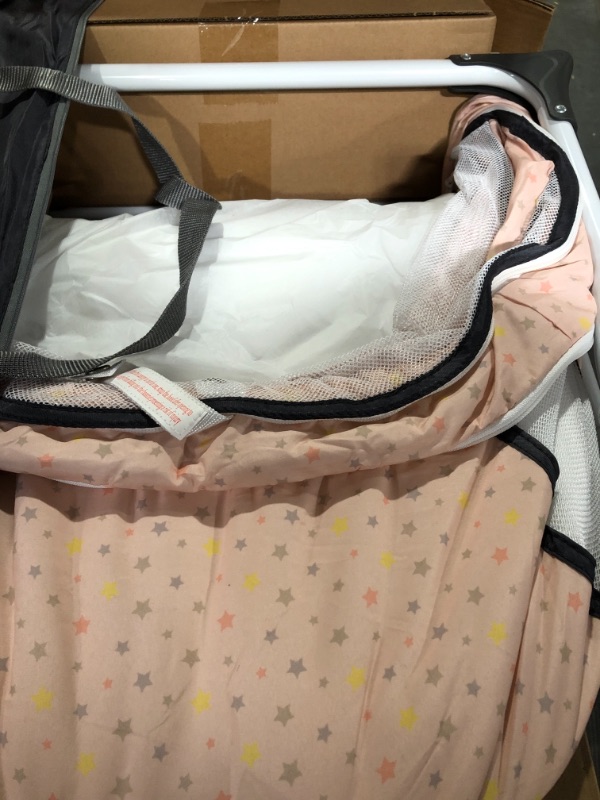 Photo 2 of Dream On Me Karley Plus Portable Quick Fold Bassinet with Removable Canopy in Blush Pink