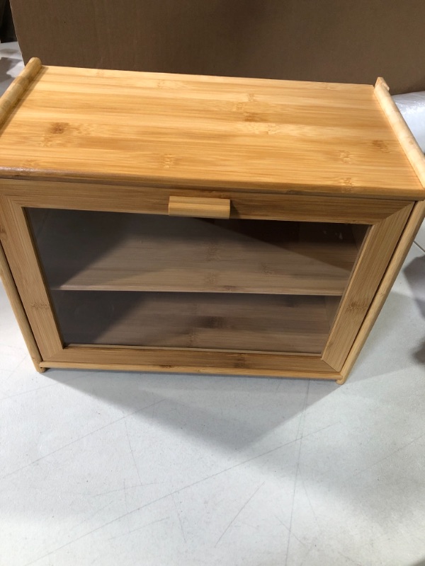 Photo 1 of Bamboo Bread Box with Clear Front Window - Holds 2 Loaves