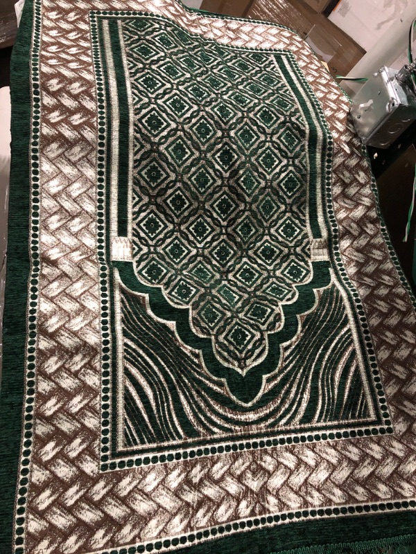 Photo 2 of AYKUL Muslim Prayer Rug-Janamaz Prayer-Islam Carpet-Portable Muslims Mats-Praying Rugs Islam-Sajadah-Gift Prayer Beads 99 (Green)
 