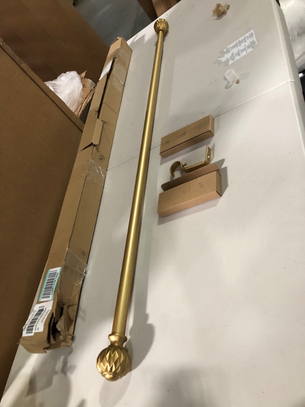 Photo 2 of *SEE NOTES* Meriville 1-Inch Diameter Prima Single Window Treatment Curtain Rod, 28-Inch to 48-Inch, Gold 28"-48" Gold