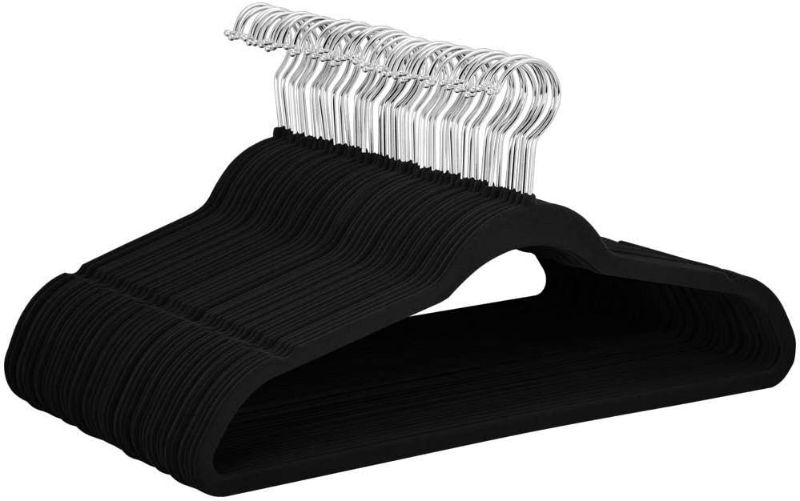 Photo 1 of Yaheetech Non Slip Velvet Hangers - Heavy Duty -Flocked Hangers, with 360° Swivel Hook, Black 