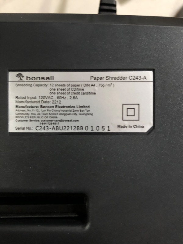 Photo 2 of Bonsaii 12 Sheet Cross Cut C243-A Paper Shredder for Home Office Use & 24 Pack Lubricant Sheets