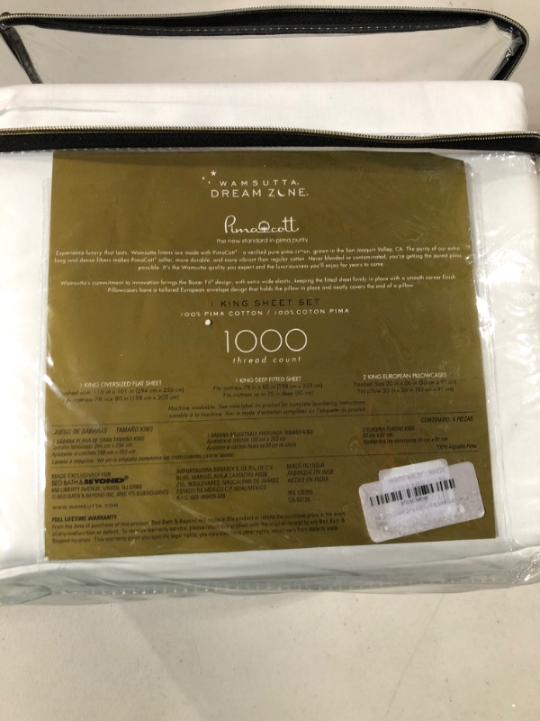 Photo 1 of Wamsutta Dream Zone PimaCott Solid 1000-Thread-Count King Sheet Set in White