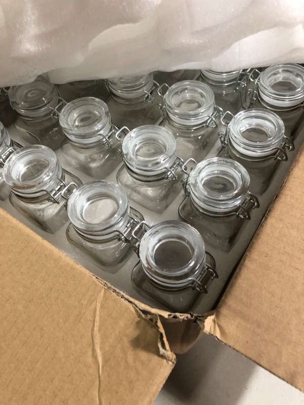 Photo 2 of 3.3 oz Clear Glass Jars With Airtight Lids and Leak Proof Rubber Gasket,Small Storage Containers With Hinged Lids For Kitchen Canisters , Set of 30. Include 1 Pen and 40 Chalk Labels.