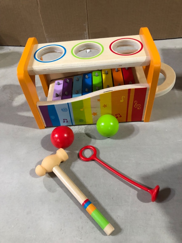 Photo 2 of Hape Pound & Tap Bench with Slide Out Xylophone - Award Winning Durable Wooden Musical Pounding Toy for Toddlers Yellow