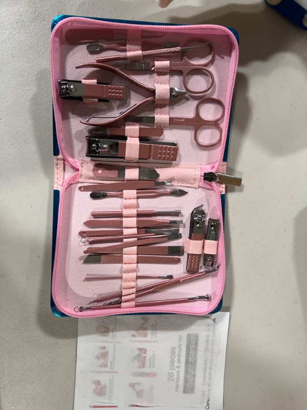 Photo 2 of  Professional Manicure Set Nail Clippers Pedicure Kit, 26 in 1 Rose Gold Stainless Steel Travel Nail Kit Manicure Nail Tool Set for Complete Personal Care & Grooming Needs of Women and Men