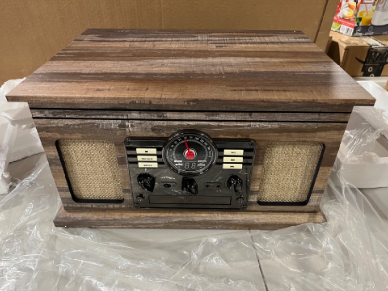 Photo 1 of Victrola Nostalgic 6-in-1 Bluetooth Record Player- Farmhouse Shiplap Grey