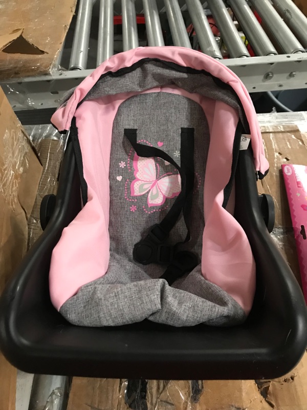 Photo 1 of **broken handle**see images**
Bayer Design Baby Doll Deluxe Car Seat with Canopy- Polka dots , Pink