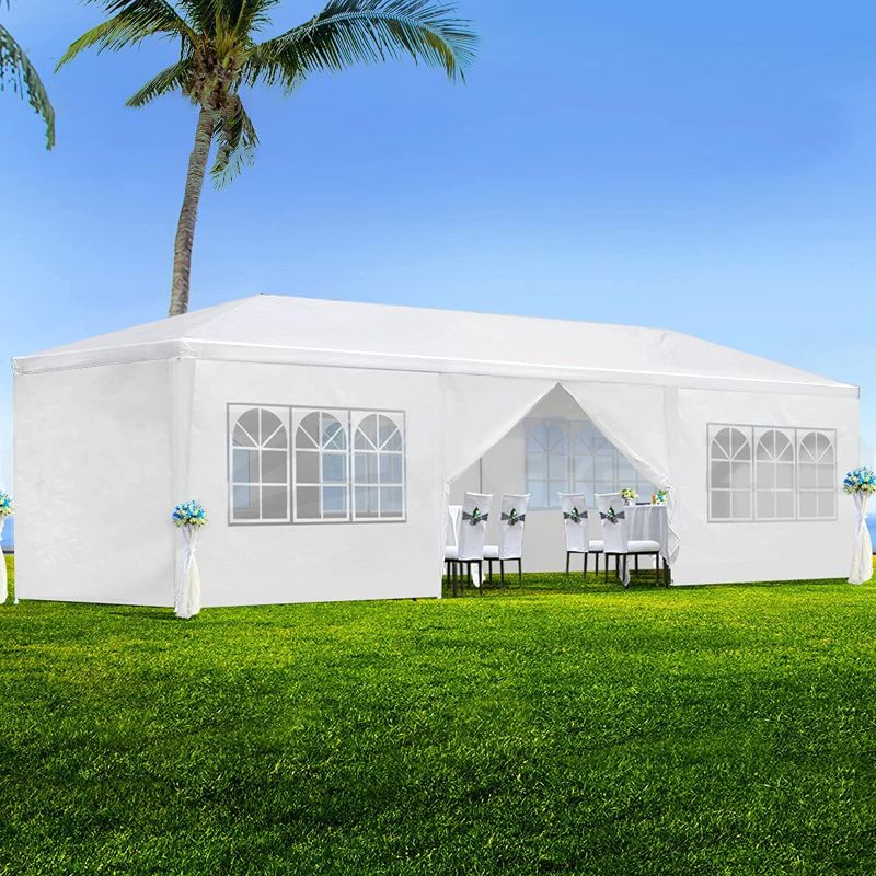 Photo 1 of 10'x30' Party Tent, Outdoor Tents for Parties, Wedding and Birthday, White Large Canopy Tent 