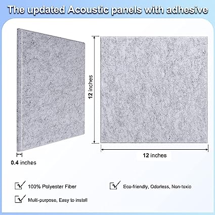 Photo 1 of 12 pack Gray Acoustic Panels 12"X12" 