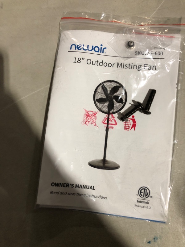 Photo 8 of (USED/MINOR DAMAGE) NewAir, AF-600, Outdoor Misting Oscillating Pedestal Fan with Five Gentle Mist Nozzles, 