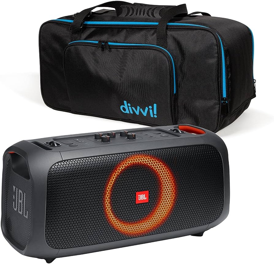 Photo 1 of JBL PartyBox On-The-Go Portable Bluetooth Speaker Bundle with divvi! Protective Transport Bag