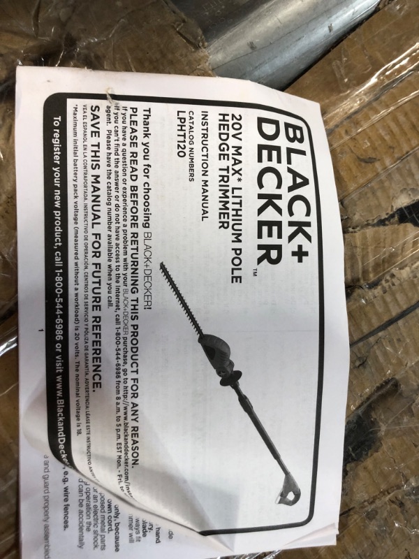 Photo 3 of **MISSING BATTERY**
BLACK+DECKER 20V MAX* POWERCONNECT 18 in. Cordless Pole Hedge Trimmer, Tool Only 