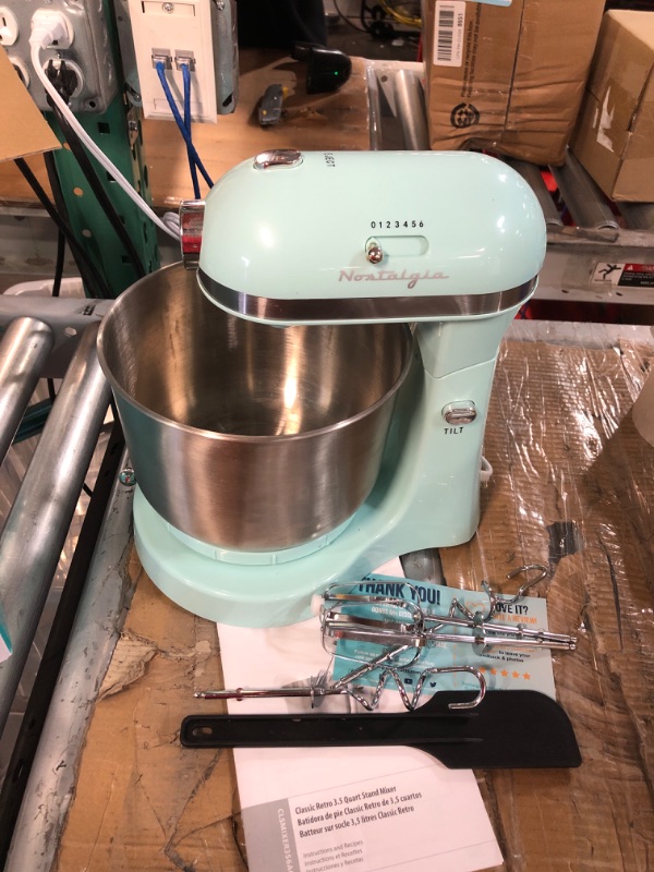 Photo 2 of (USED) Nostalgia Classic Retro Professional 3.5 Qt Stand Mixer Aqua