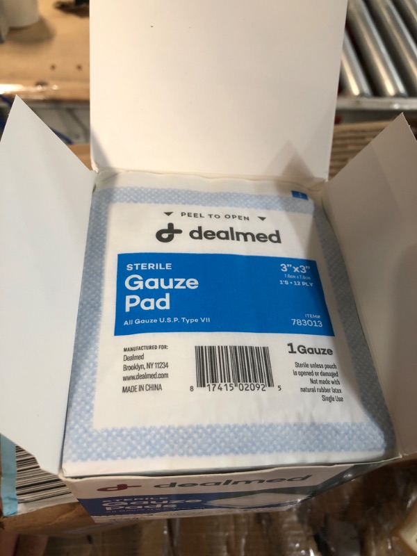 Photo 2 of Dealmed Sterile Gauze Pads – 100 Count, 3’’ x 3’’ Gauze Pads, Disposable and Individually Wrapped Medical Gauze Pads, Wound Care Product for First Aid Kit and Medical Facilities 3x3 Inch (Pack of 100)