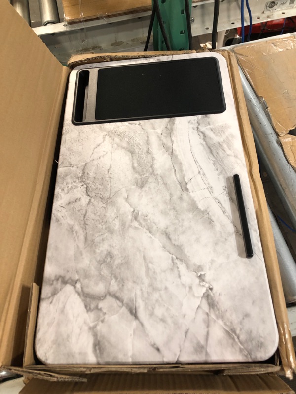 Photo 1 of LapGear Home Office Lap Desk with Device Ledge, Mouse Pad, and Phone Holder - White Marble - Fits up to 15.6 Inch Laptops - Style No. 91501 White Marble Right-Handed
