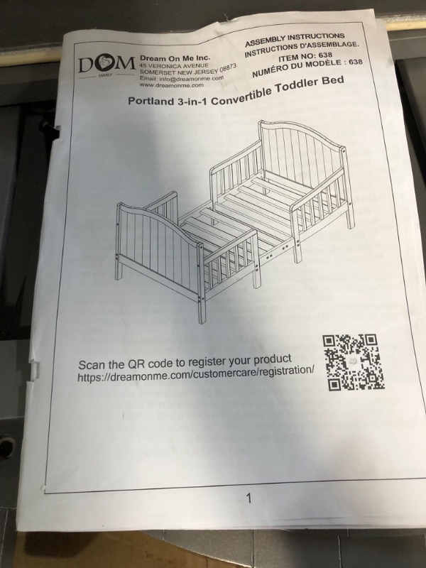 Photo 3 of **PARTS ONLY**
Dream On Me Portland 3 in 1 Convertible Toddler Bed in Steel GreyGrey