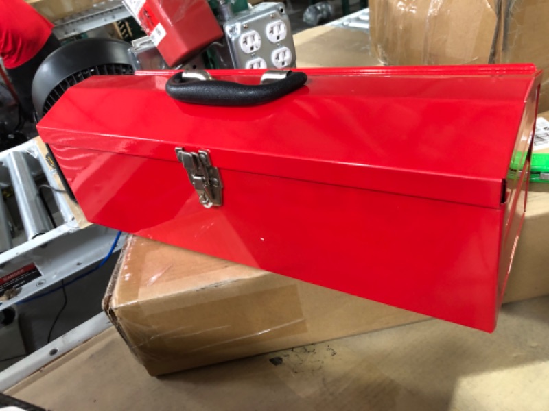 Photo 2 of BIG RED TB101 Torin 19" Hip Roof Style Portable Steel Tool Box with Metal Latch Closure and Removable Storage Tray, Red 19-Inch