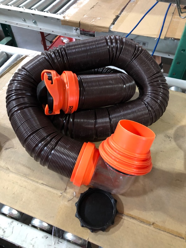 Photo 2 of Camco RhinoFLEX RV Sewer Hose Kit with Swivel Transparent Elbow and 4-in-1 Dump Station, 15 Feet 