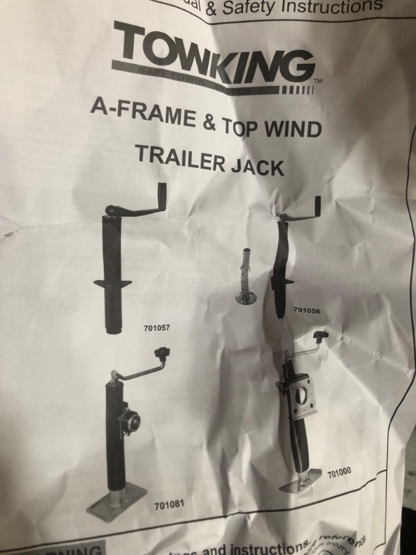 Photo 2 of TOWKING A Frame Trailer Jack with Drop Leg, 15" Vertical Travel, 2000 lbs, for RV, Trailer and More 2,000 LBs A-Frame & Drop Leg