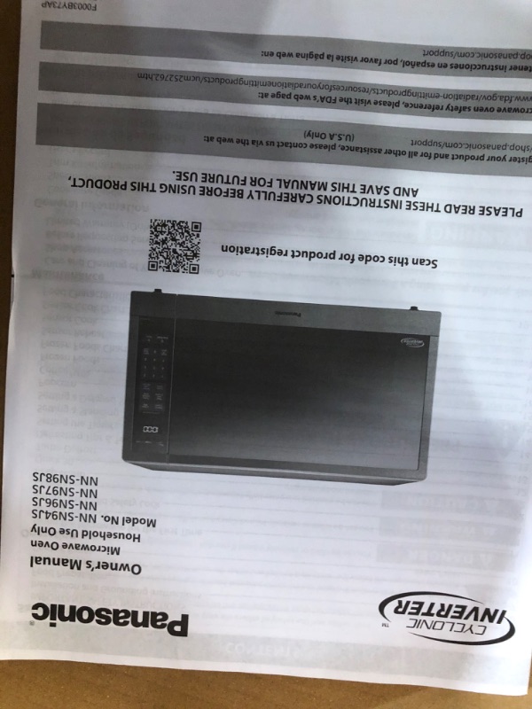 Photo 5 of **USED BUT APPEARS NEW** Panasonic 2.2 Cu. ft. Countertop Microwave in Stainless Steel Built-in with Cyclonic Wave Inverter Technology and Sensor Cook, Silver